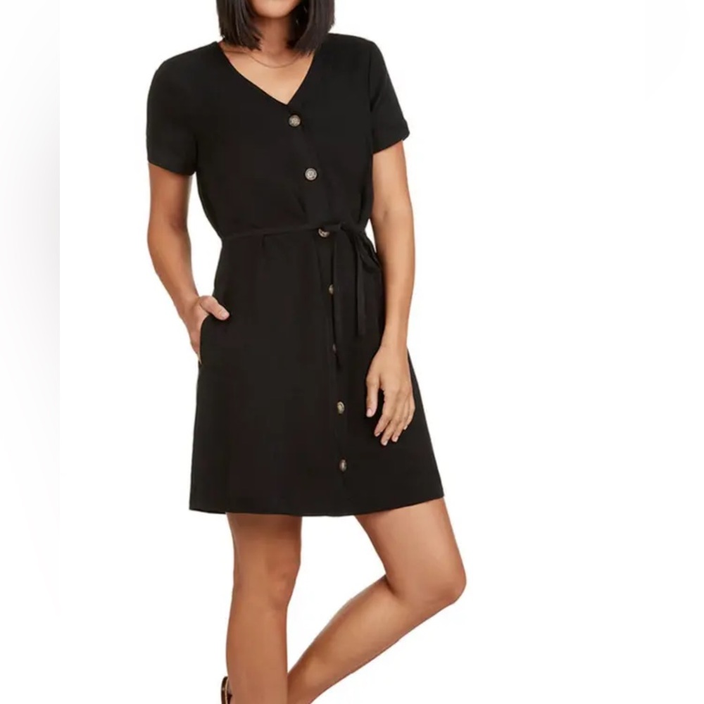 Marty M Sz XL Button Down Dress Black